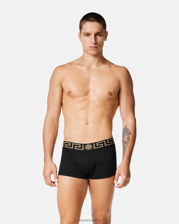esso Versace uomini Bauli con bordo grecata, confezione da 3 nero JT08Z1750 biancheria intima e costumi da bagno