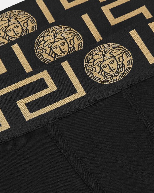 esso Versace uomini Bauli con bordo grecata, confezione da 3 nero JT08Z1750 biancheria intima e costumi da bagno