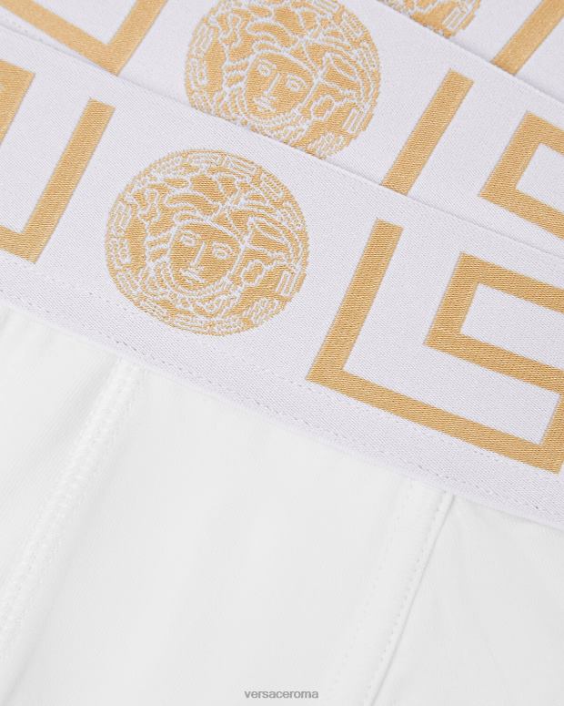 esso Versace uomini Bauli con bordo grecata, confezione da 3 oro bianco JT08Z1749 biancheria intima e costumi da bagno