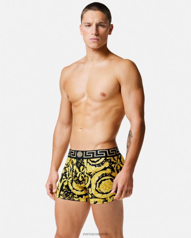 esso Versace uomini lunghi tronchi barocchi nero JT08Z1748 biancheria intima e costumi da bagno