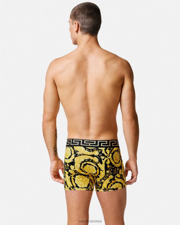 esso Versace uomini lunghi tronchi barocchi nero JT08Z1748 biancheria intima e costumi da bagno