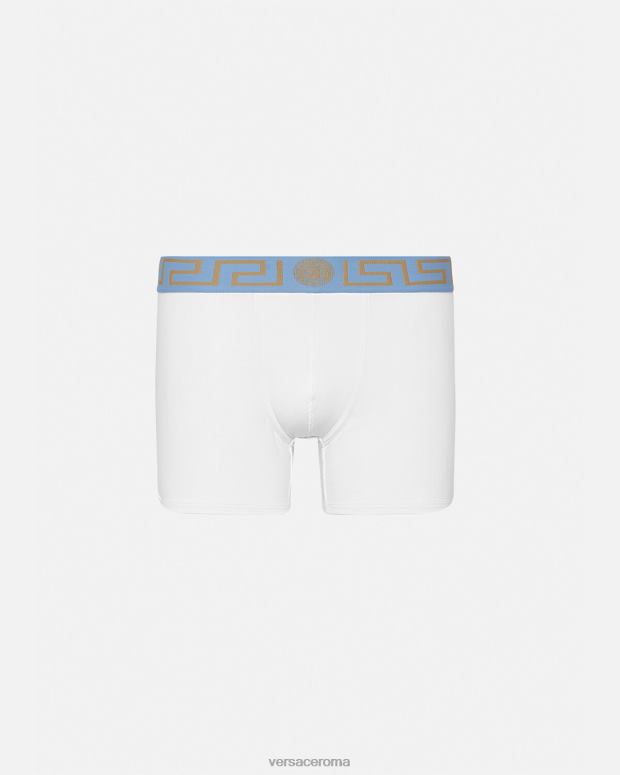 esso Versace uomini tronchi lunghi con bordo grecato bianco JT08Z1746 biancheria intima e costumi da bagno