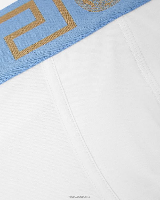 esso Versace uomini tronchi lunghi con bordo grecato bianco JT08Z1746 biancheria intima e costumi da bagno