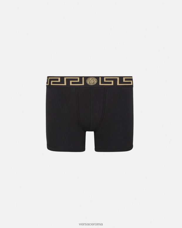 esso Versace uomini tronchi lunghi con bordo grecato nero JT08Z1765 biancheria intima e costumi da bagno