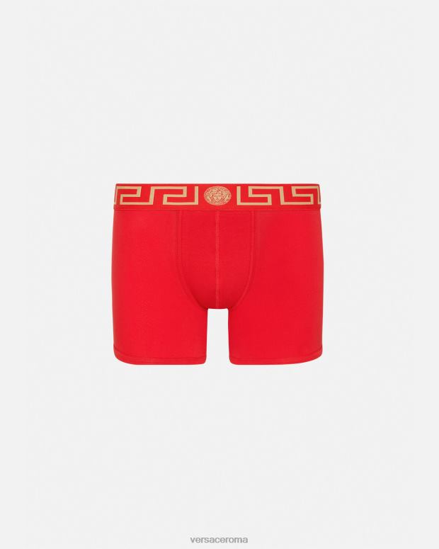 esso Versace uomini tronchi lunghi con bordo grecato rosso JT08Z1766 biancheria intima e costumi da bagno