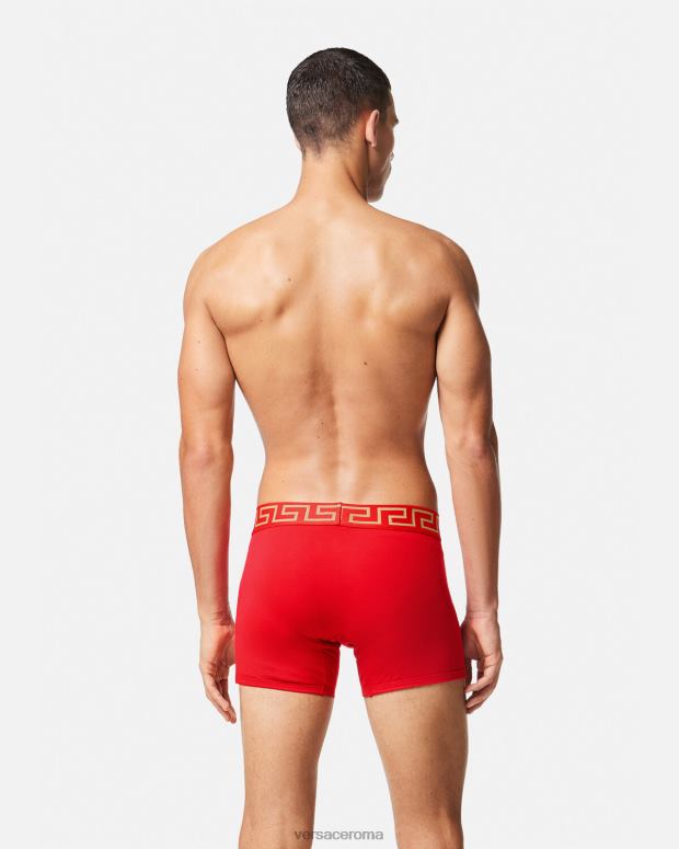 esso Versace uomini tronchi lunghi con bordo grecato rosso JT08Z1766 biancheria intima e costumi da bagno