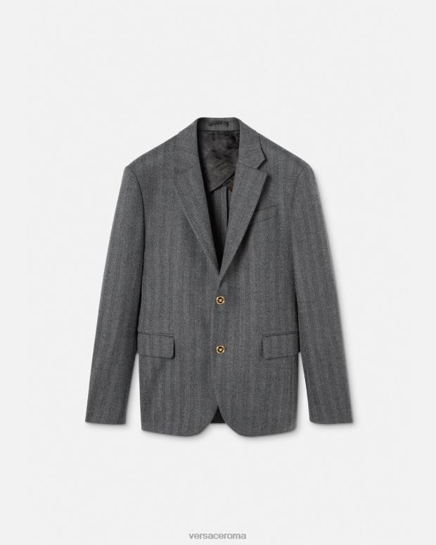 esso Versace uomini Blazer in cashmere con medusa grigio JT08Z1263 vestiario