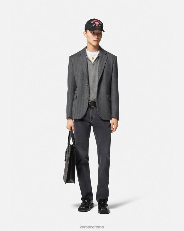 esso Versace uomini Blazer in cashmere con medusa grigio JT08Z1263 vestiario