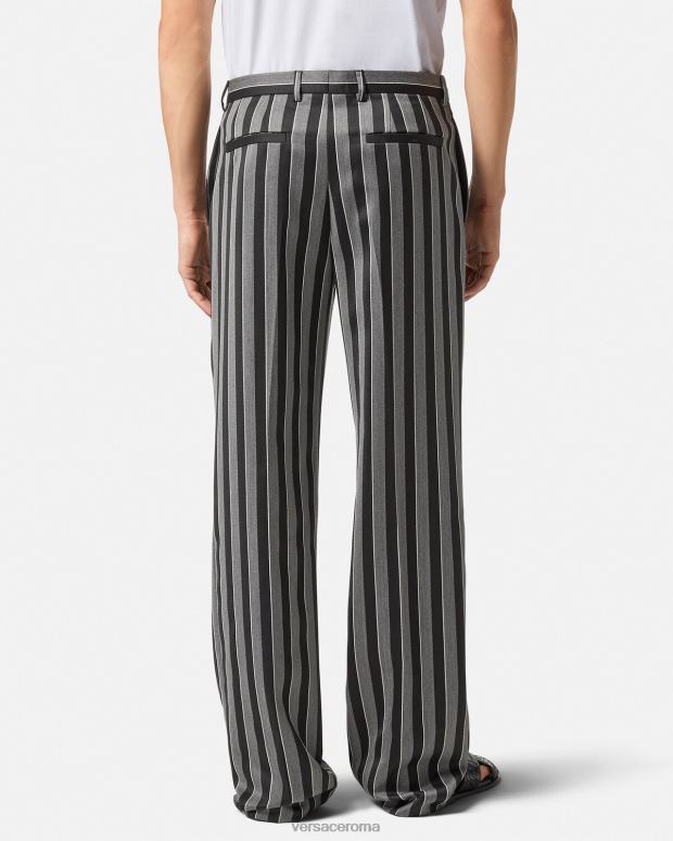 esso Versace uomini pantaloni di lana a righe grigio JT08Z1269 vestiario