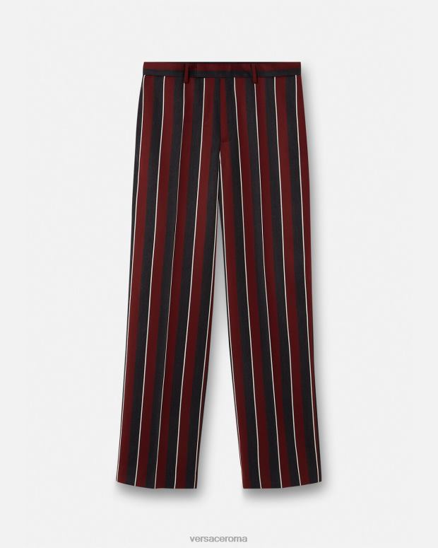 esso Versace uomini pantaloni di lana a righe rosso e grigio JT08Z1270 vestiario