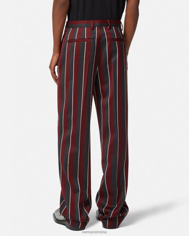 esso Versace uomini pantaloni di lana a righe rosso e grigio JT08Z1270 vestiario