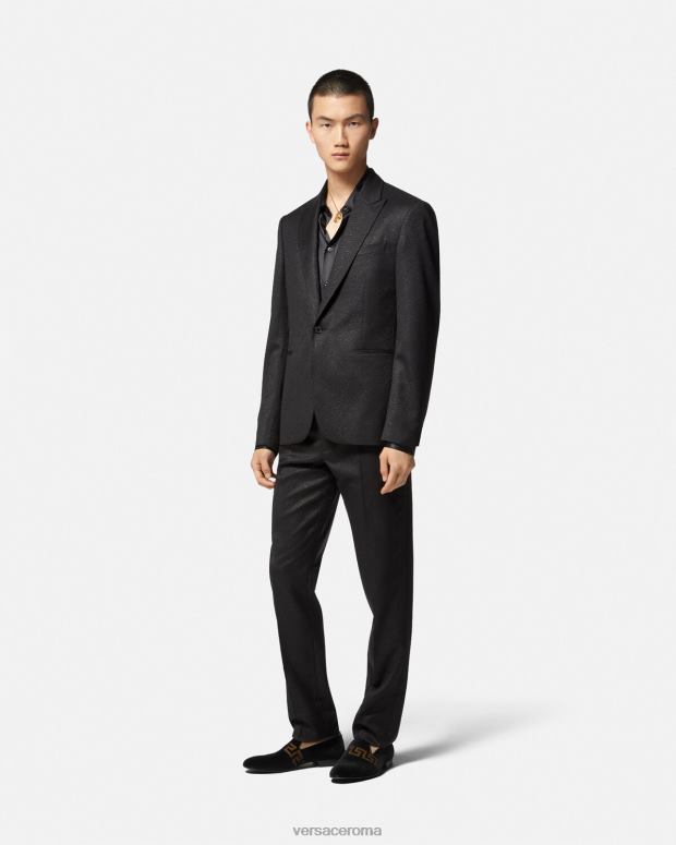 esso Versace uomini pantaloni jacquard la greca nero JT08Z1276 vestiario