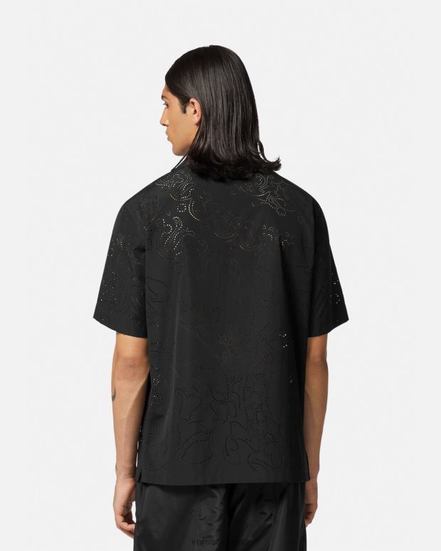 esso Versace uomini Camicia barocca tagliata al laser nero JT08Z1323 vestiario