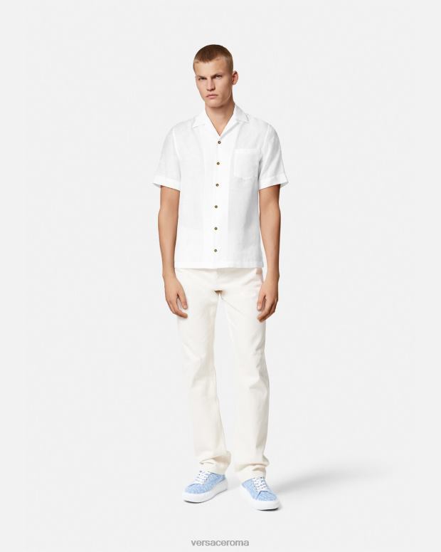 esso Versace uomini Camicia dalla silhouette barocca bianco JT08Z1290 vestiario
