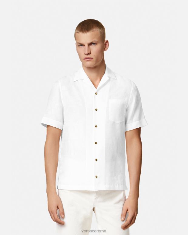 esso Versace uomini Camicia dalla silhouette barocca bianco JT08Z1290 vestiario