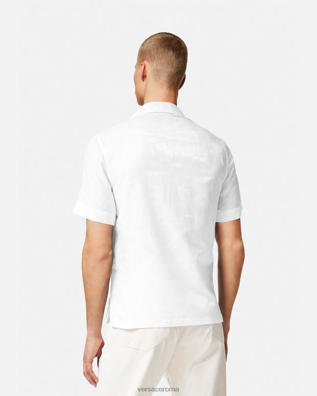 esso Versace uomini Camicia dalla silhouette barocca bianco JT08Z1290 vestiario