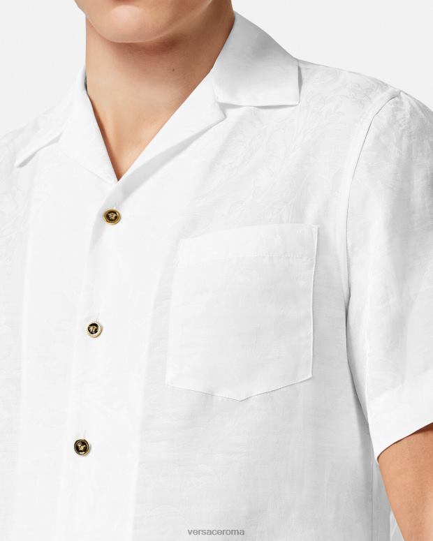 esso Versace uomini Camicia dalla silhouette barocca bianco JT08Z1290 vestiario