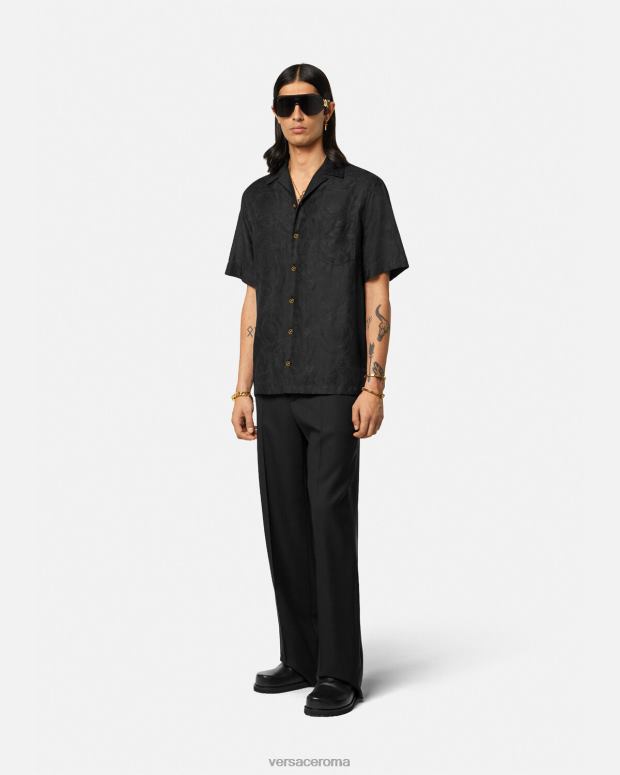 esso Versace uomini Camicia dalla silhouette barocca nero JT08Z1289 vestiario