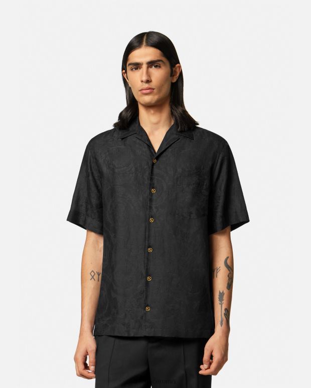 esso Versace uomini Camicia dalla silhouette barocca nero JT08Z1289 vestiario