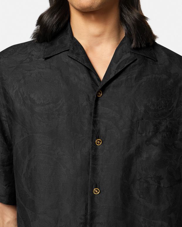 esso Versace uomini Camicia dalla silhouette barocca nero JT08Z1289 vestiario