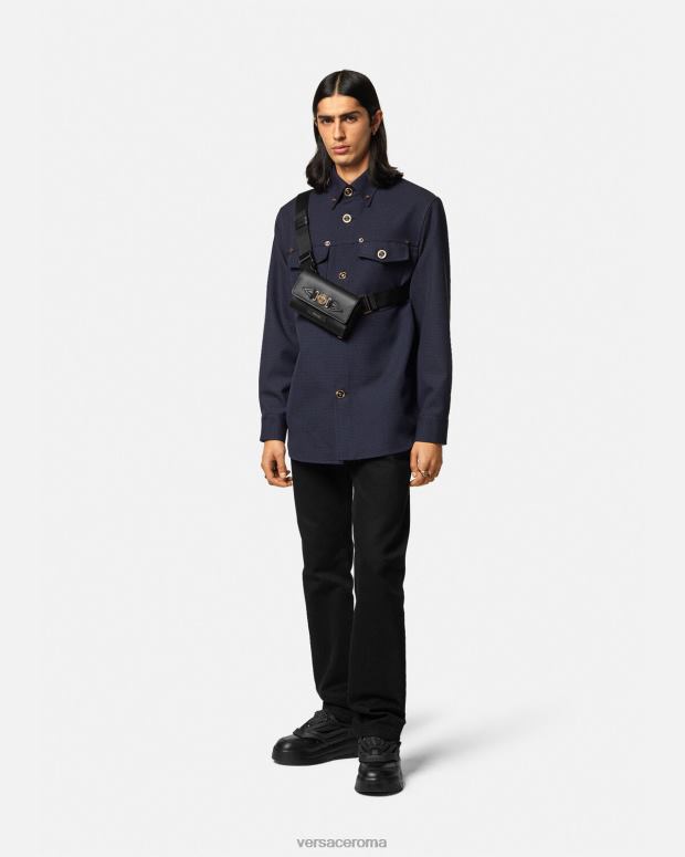 esso Versace uomini Sovracamicia con medusa pied de poule blu JT08Z1322 vestiario