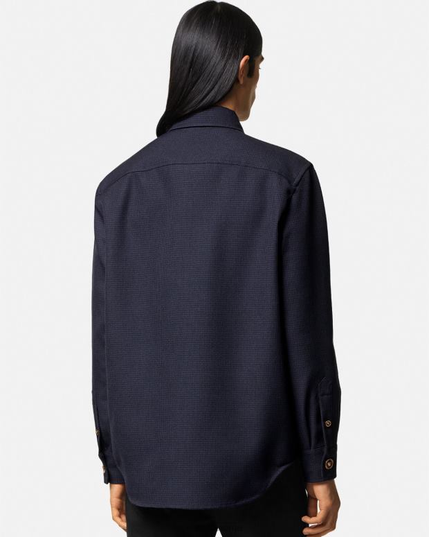 esso Versace uomini Sovracamicia con medusa pied de poule blu JT08Z1322 vestiario