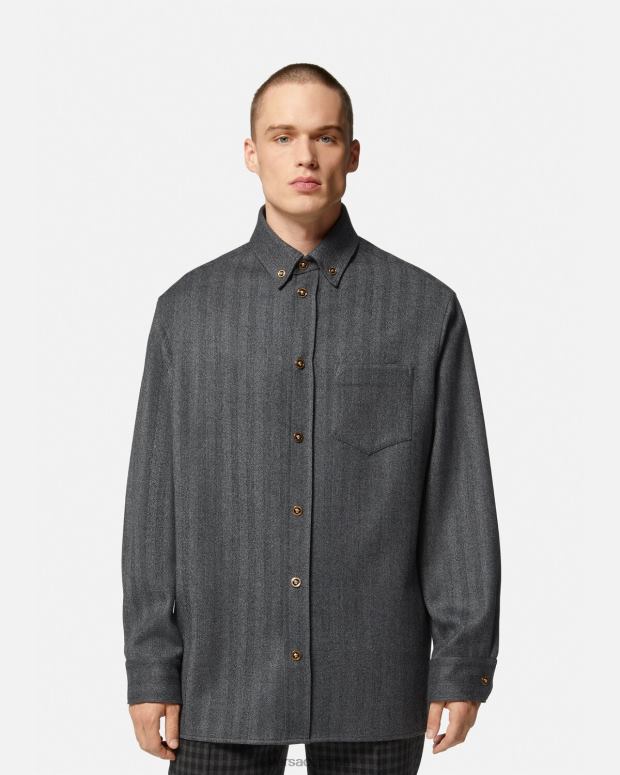 esso Versace uomini Sovracamicia in cashmere con Medusa grigio JT08Z1302 vestiario