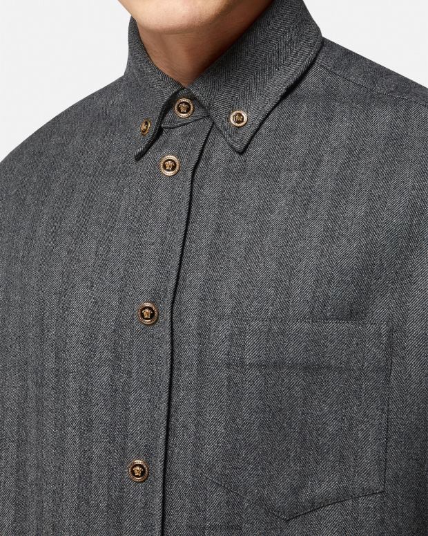 esso Versace uomini Sovracamicia in cashmere con Medusa grigio JT08Z1302 vestiario
