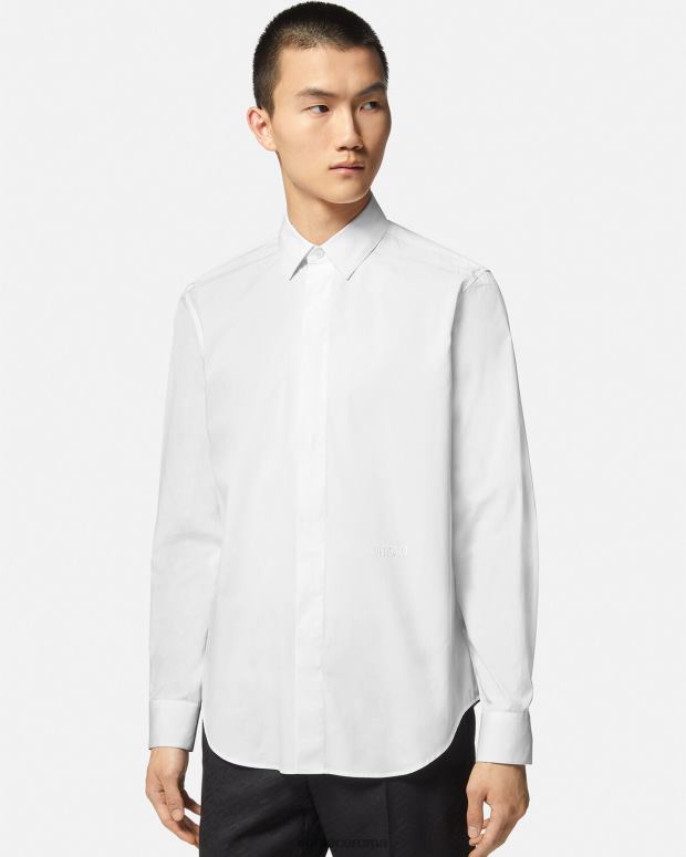 esso Versace uomini camicia con logo ricamato bianco JT08Z1300 vestiario