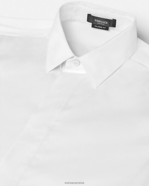 esso Versace uomini camicia con logo ricamato bianco JT08Z1300 vestiario