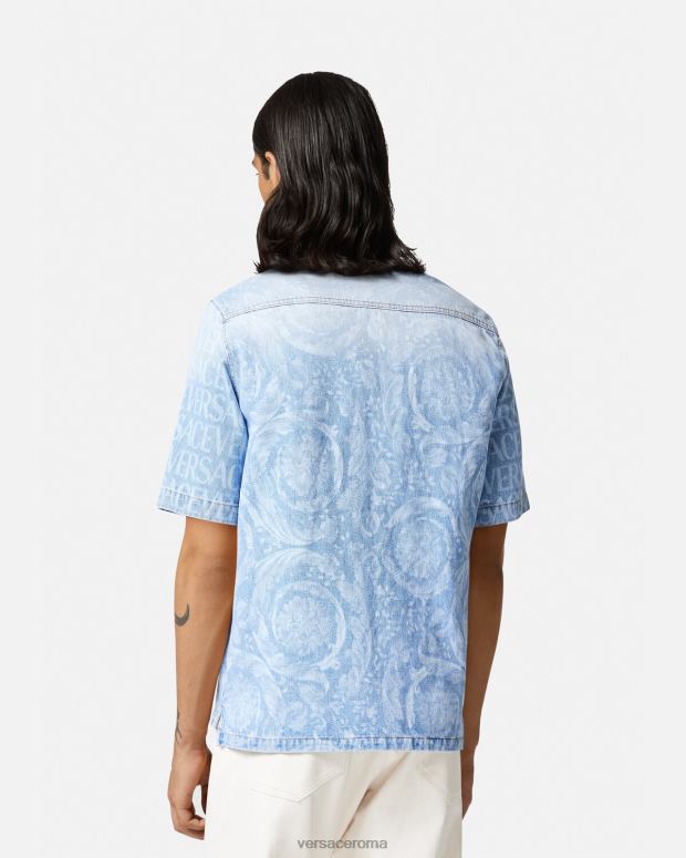 esso Versace uomini camicia in denim integrale blu JT08Z1283 vestiario