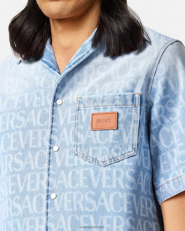 esso Versace uomini camicia in denim integrale blu JT08Z1283 vestiario