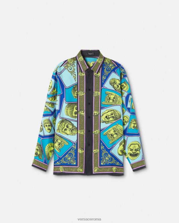 esso Versace uomini camicia in seta le maschere stampa JT08Z1305 vestiario