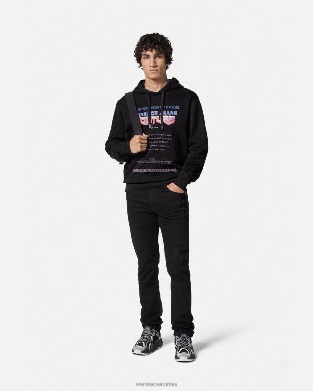 esso Versace uomini Felpa con cappuccio con logo di garanzia nero JT08Z2366 vestiario
