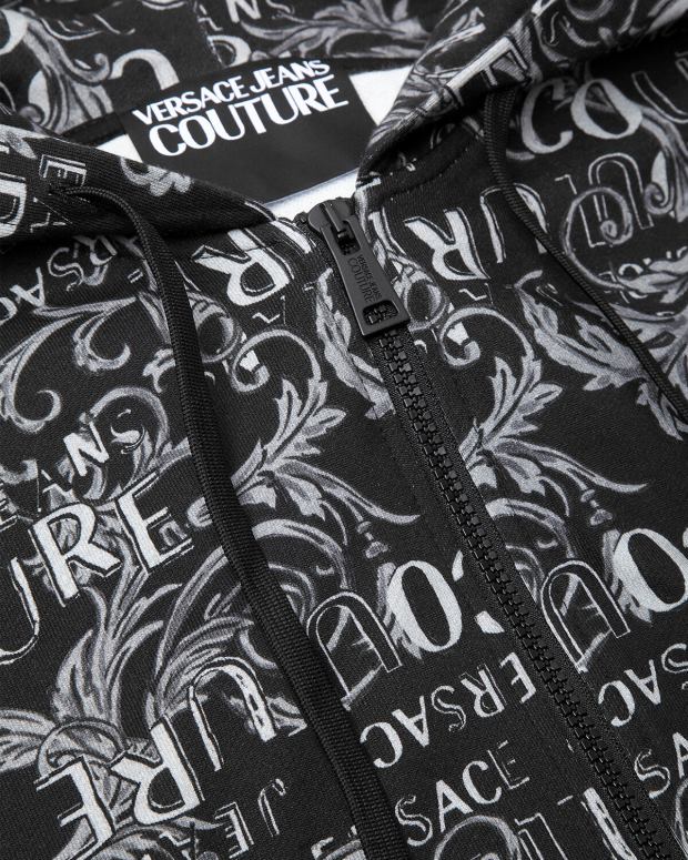 esso Versace uomini Felpa con cappuccio e zip con logo couture nero JT08Z2405 vestiario