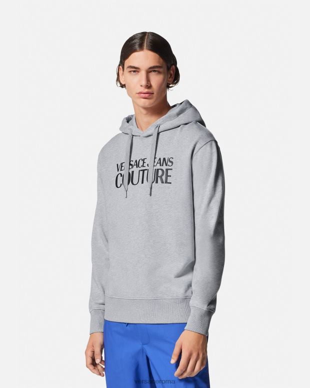 esso Versace uomini felpa con cappuccio con logo grigio JT08Z2378 vestiario