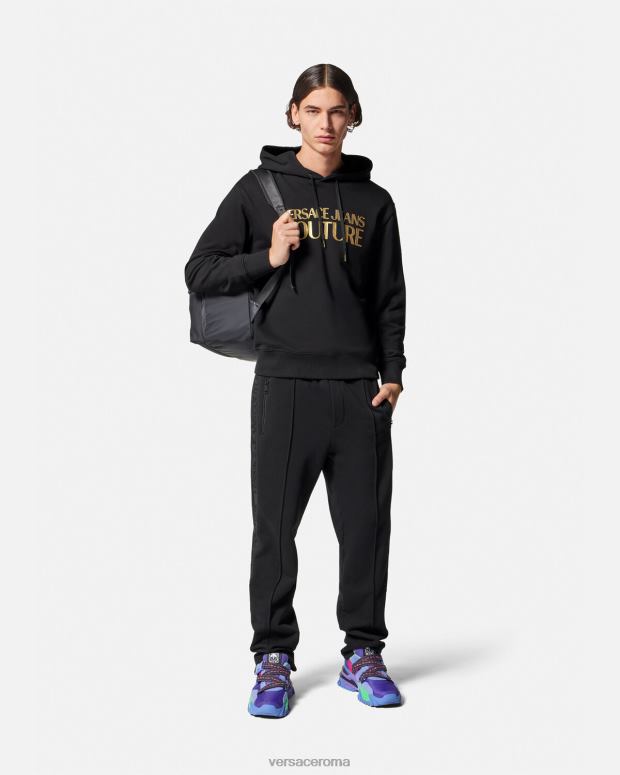 esso Versace uomini felpa con cappuccio con logo oro nero JT08Z2362 vestiario