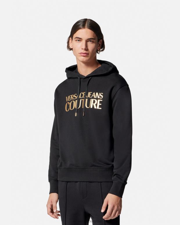 esso Versace uomini felpa con cappuccio con logo oro nero JT08Z2362 vestiario