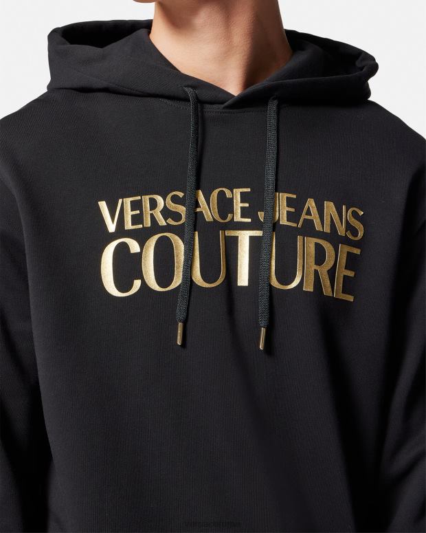 esso Versace uomini felpa con cappuccio con logo oro nero JT08Z2362 vestiario