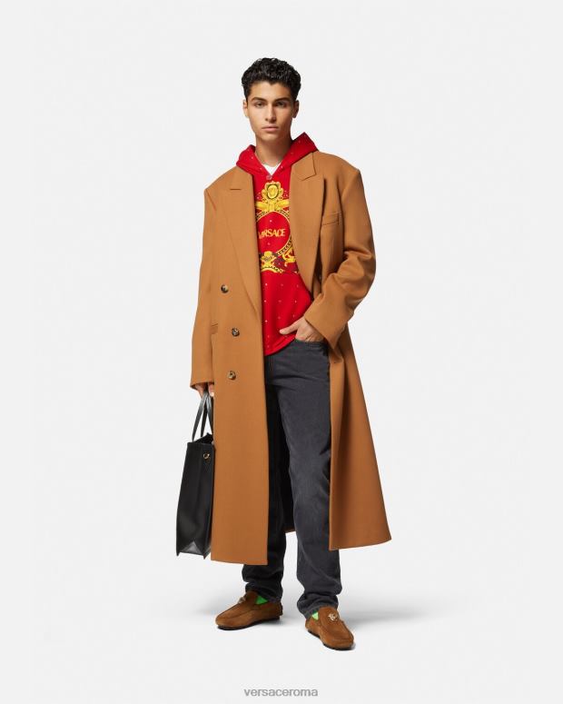 esso Versace uomini Felpa con cappuccio con griglia di cristalli barocchi rosso JT08Z1421 vestiario