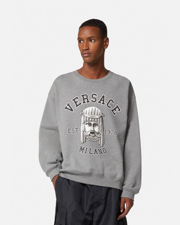 esso Versace uomini Felpa con logo la maschera grigio JT08Z1415 vestiario