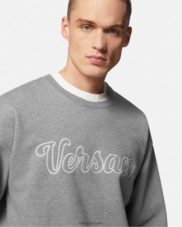 esso Versace uomini Felpa con logo universitario grigio JT08Z1424 vestiario