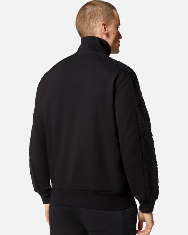 esso Versace uomini Felpa con zip in spugna con logo nero JT08Z1427 vestiario