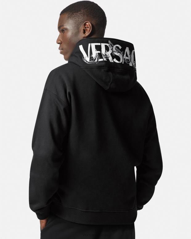 esso Versace uomini felpa con cappuccio e zip con logo nero JT08Z1413 vestiario