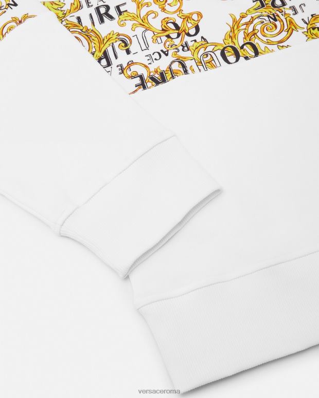esso Versace uomini felpa couture con logo oro e bianco JT08Z2408 vestiario