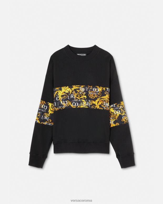esso Versace uomini felpa couture con logo oro nero JT08Z2407 vestiario