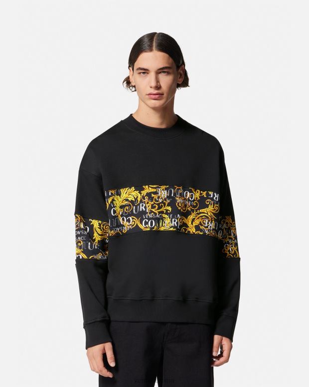 esso Versace uomini felpa couture con logo oro nero JT08Z2407 vestiario