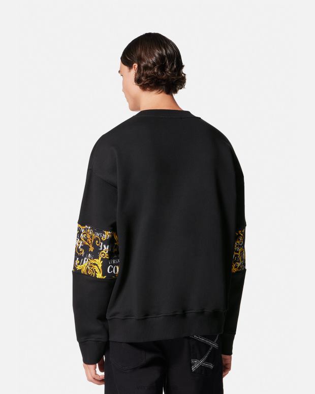 esso Versace uomini felpa couture con logo oro nero JT08Z2407 vestiario