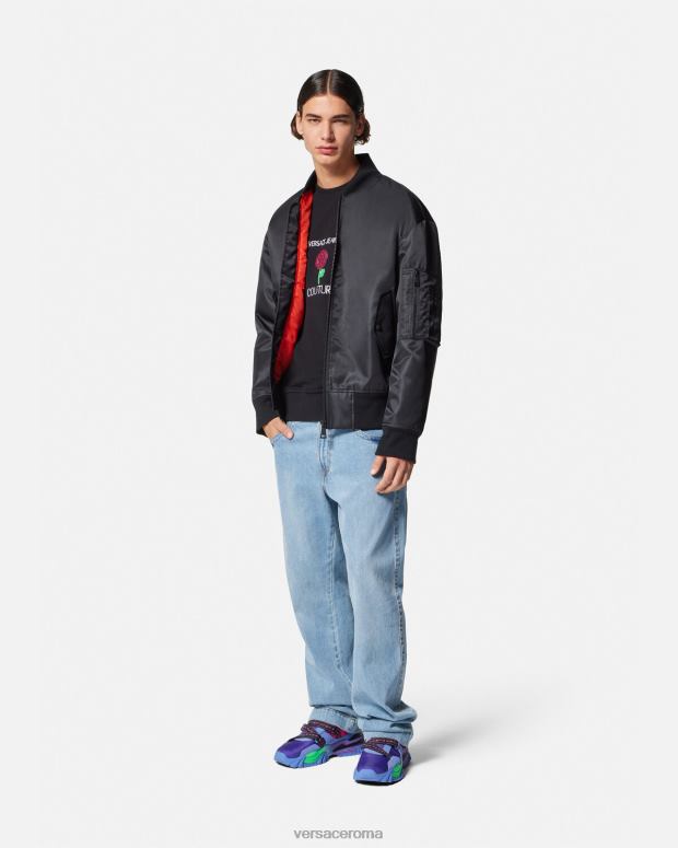 esso Versace uomini Bomber con emblema V nero JT08Z2418 vestiario