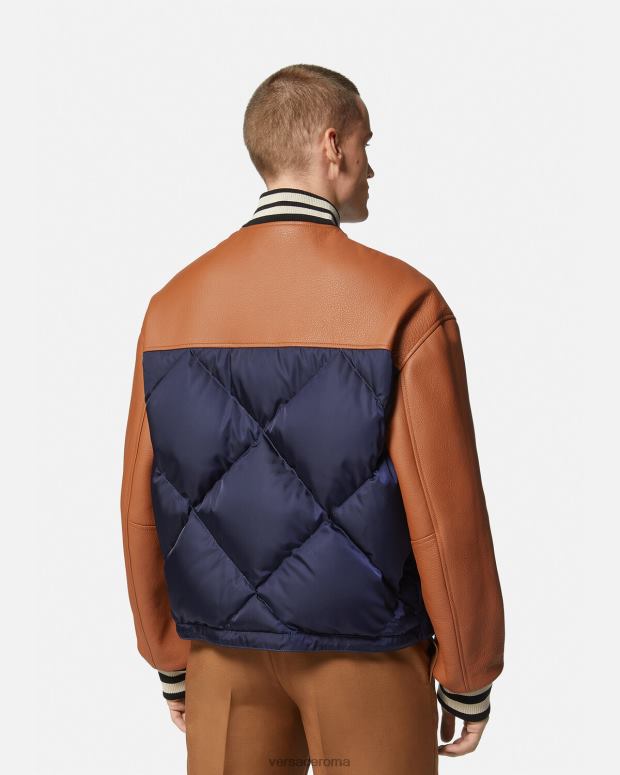 esso Versace uomini Bomber con logo varsity blu e marrone JT08Z1257 vestiario